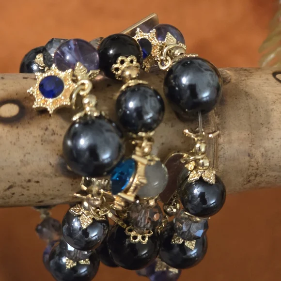 Napier Elegant Gold and Midnight Blue Bracelet Set - Picture 6 of 7